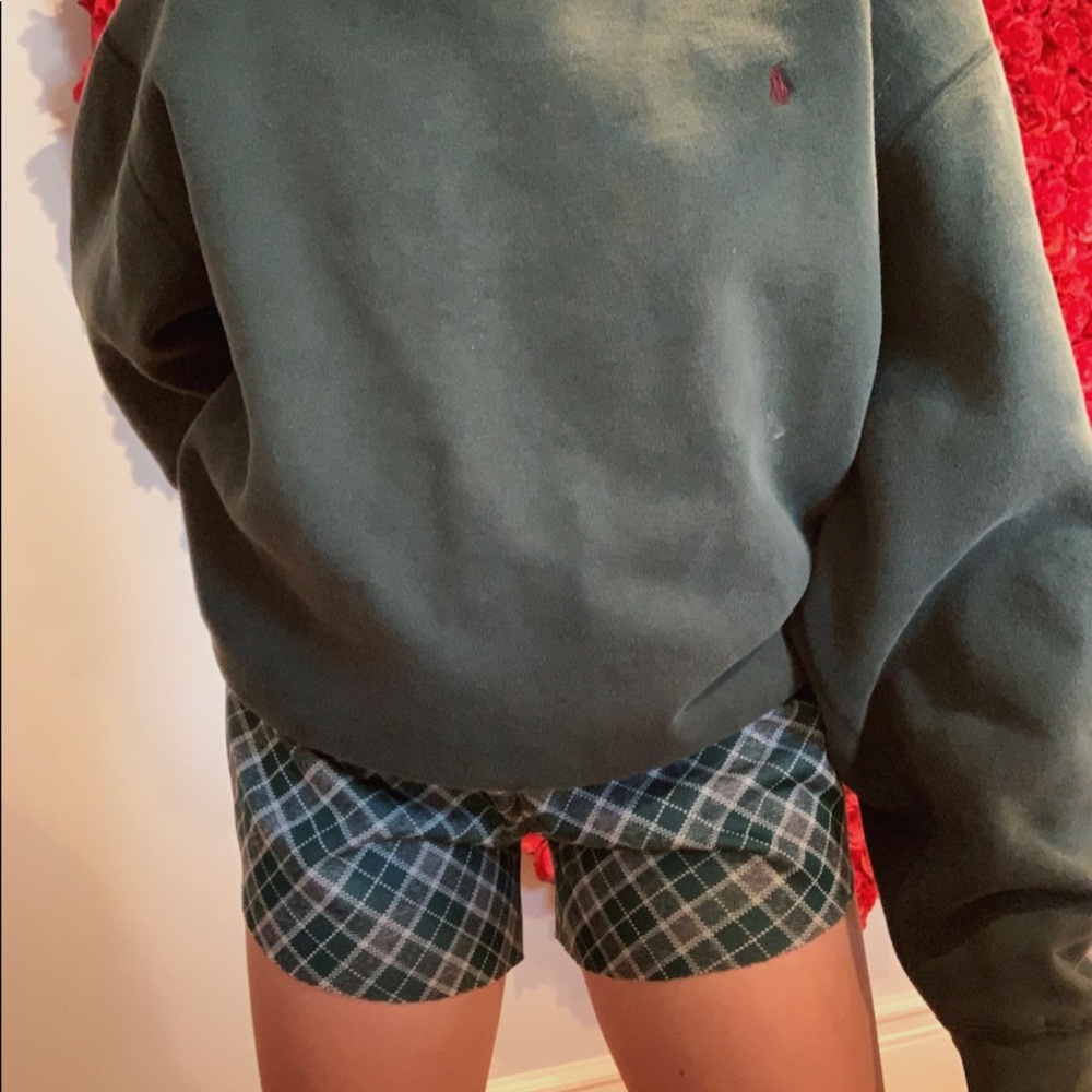 green plaid shorts